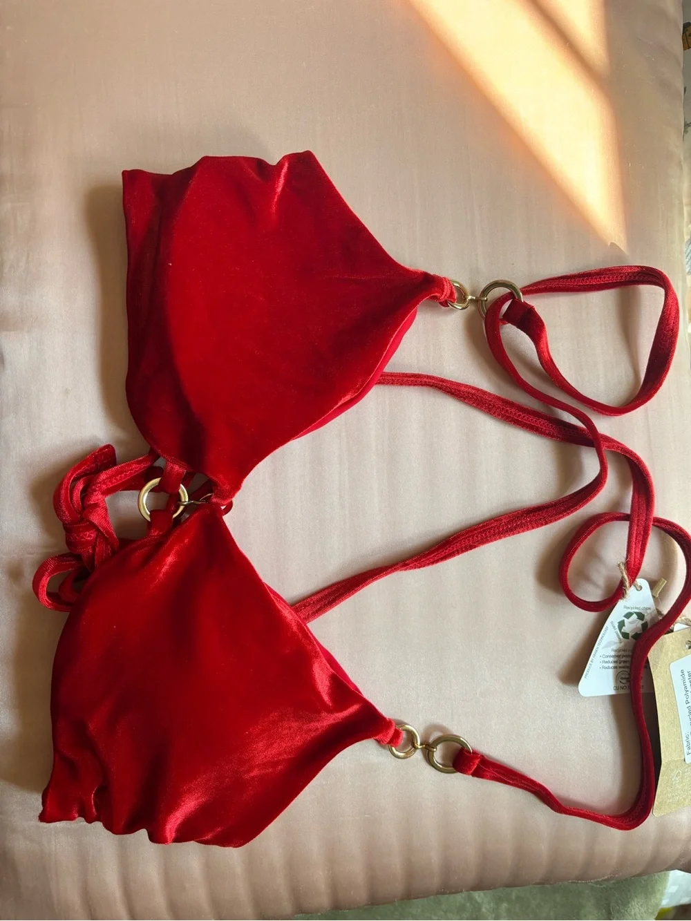 Red Ring-Detail Bikini Top - Women Swim